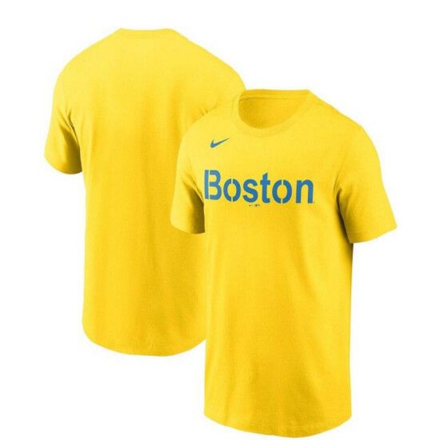 T-Shirt * | Wholesale Nike Men'S Boston Red Sox 2021 City Connect Wordmark T-Shirt Gold