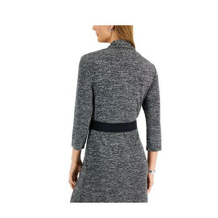 Women * | Brand New Connected 3/4-Sleeve Belted Jacket Dress Charcoal