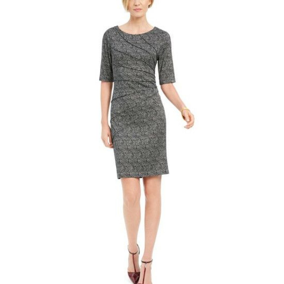 Women * | Brand New Connected Petite Starburst Sheath Dress Black