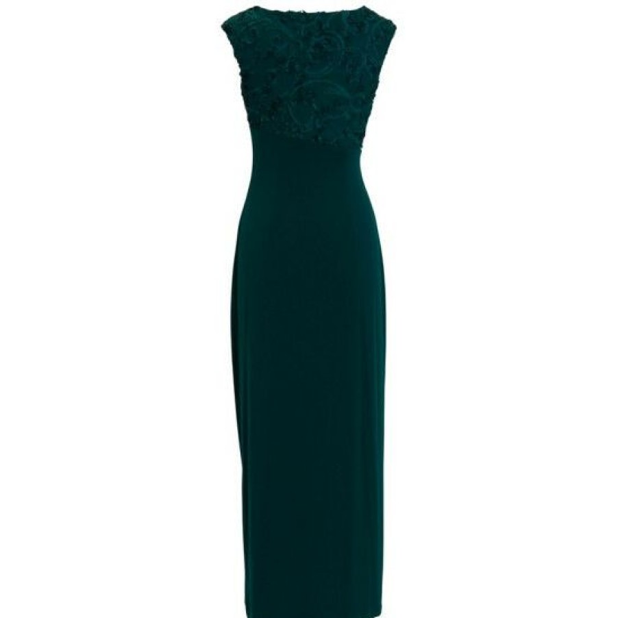 Women * | Buy Connected Soutache Faux-Wrap Gown Hunter Green