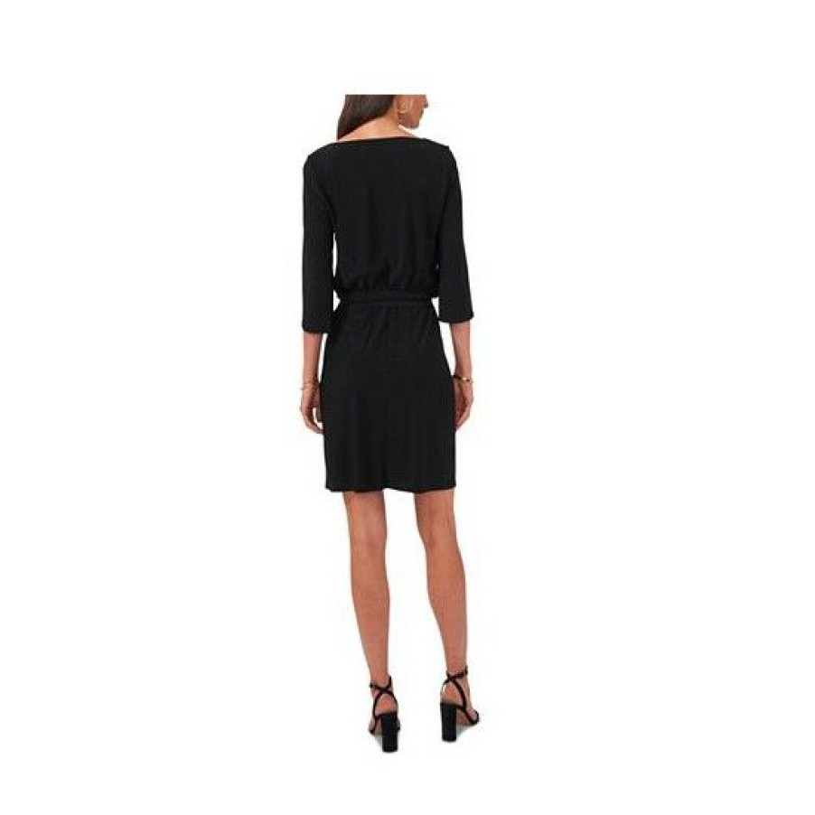 Women * | Flash Sale Msk Petite Belted Tulip-Sleeve Dress Black