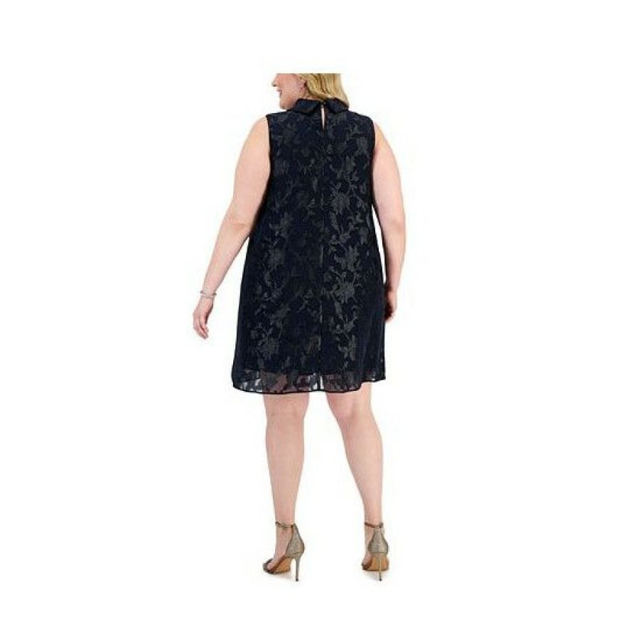 Women * | Best Pirce Connected Plus Size Embellished Dress Navy