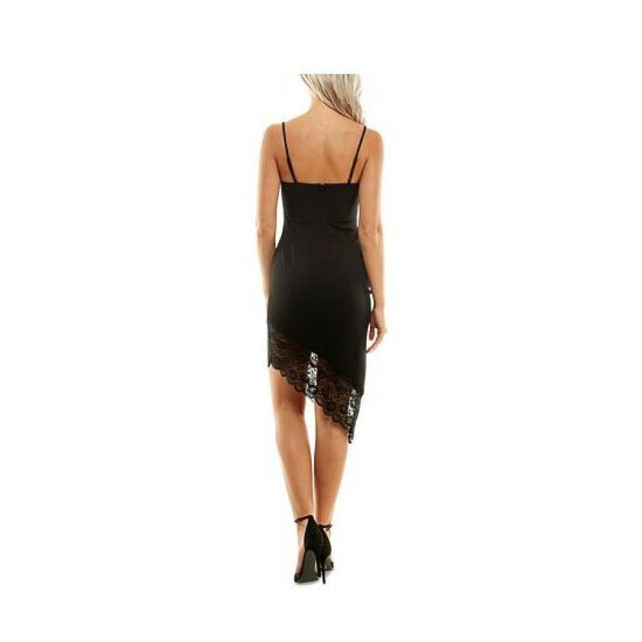 Women * | Best Deal Connected Next Up Juniors' Sleeveless Asymmetrical Bodycon Dress Black