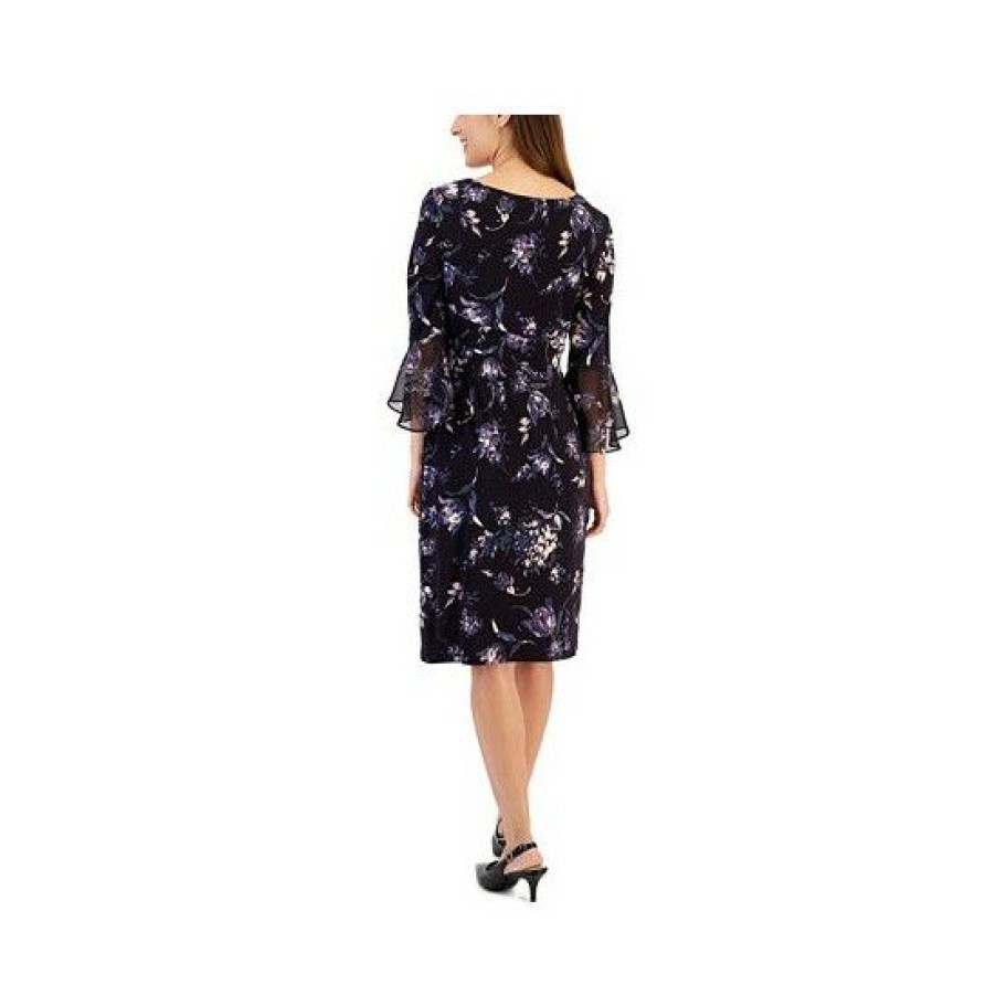 Women * | Hot Sale Connected Petite Printed Side-Tab Dress Eggplant