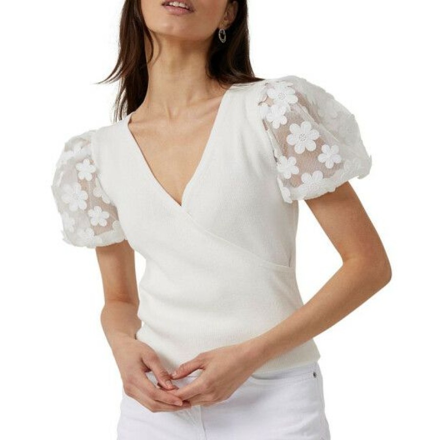 Women * | Brand New French Connection Womens' Lucille Lace-Sleeve Top