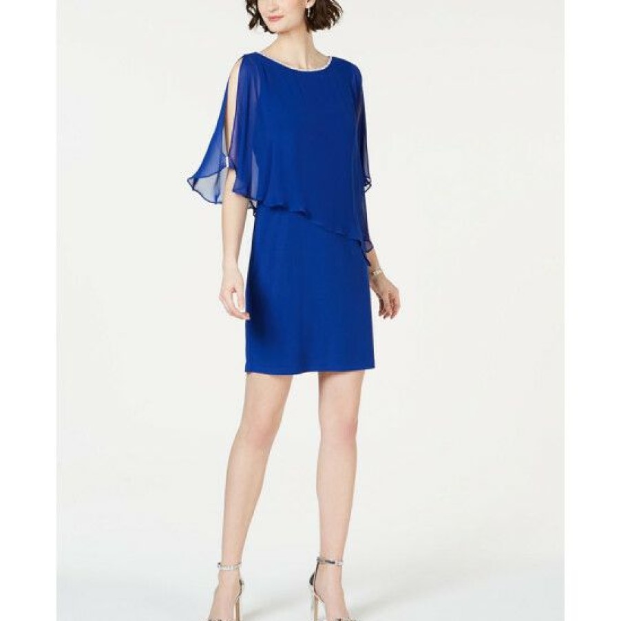 Women * | New Msk Rhinestone-Trim Chiffon Popover Dress