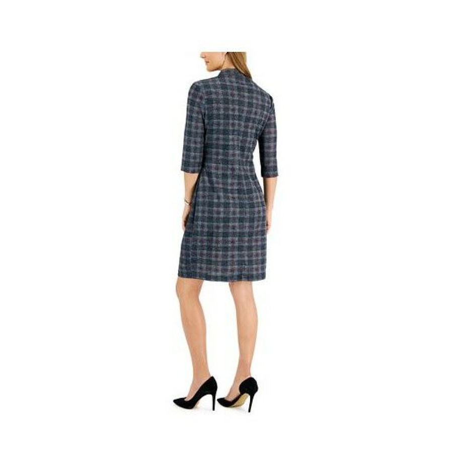 Women * | Top 10 Connected 3/4-Sleeve Belted Sheath Dress Wine