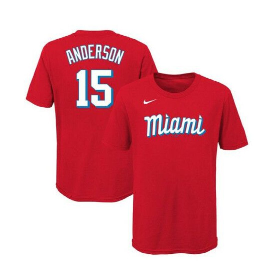 T-Shirt * | Budget Nike Youth Big Boys Brian Anderson Miami Marlins 2021 City Connect Name Number T-Shirt Red