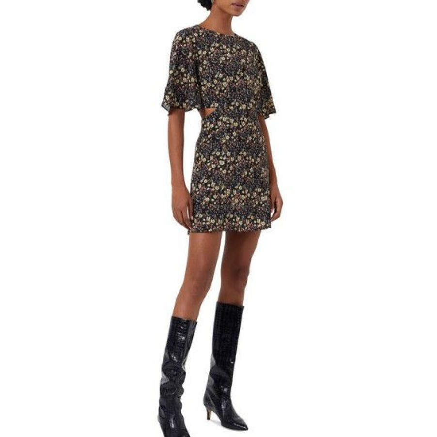 Women * | Budget French Connection Women'S Hallie Verona Floral-Print Cutout Mini Dress Black Multi