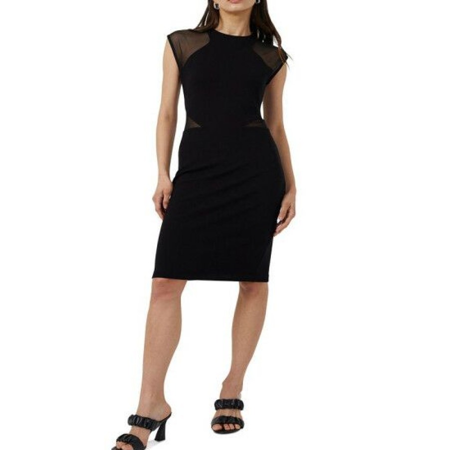 Women * | Best Deal French Connection Women'S Viven Paneled Jersey Dress Black