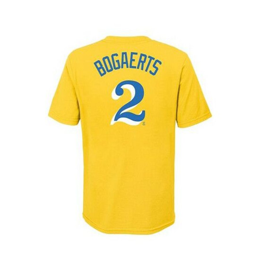 T-Shirt * | Outlet Nike Youth Big Boys Xander Bogaerts Boston Red Sox 2021 City Connect Name Number T-Shirt Gold