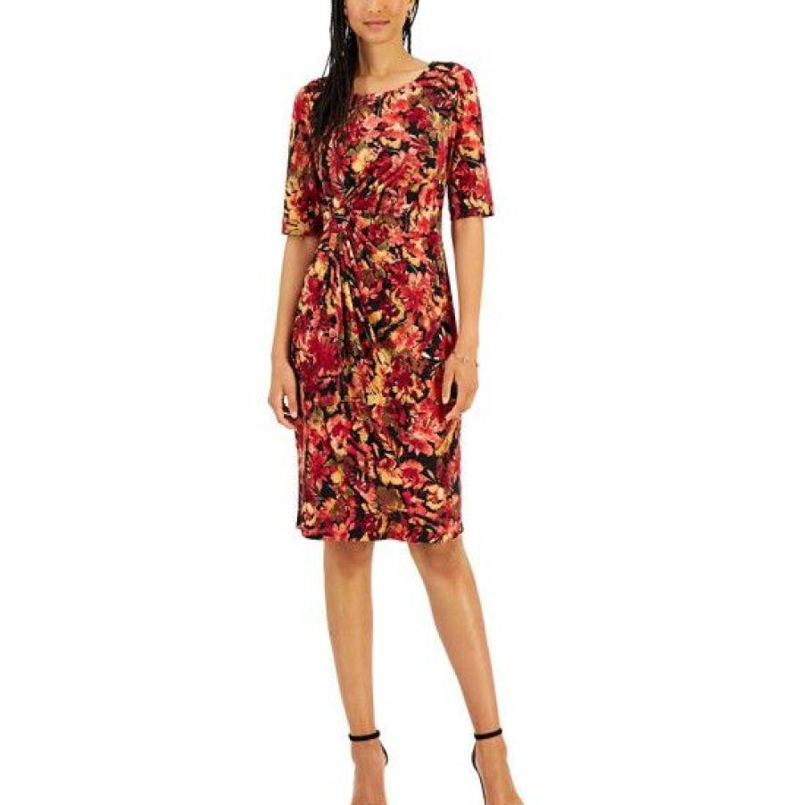 Women * | Best Reviews Of Connected Women'S Sarong-Style Sheath Dress Spice