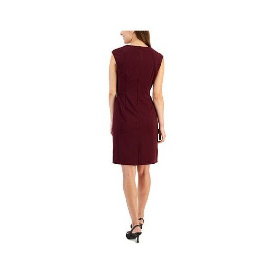 Women * | Promo Connected Petite Side-Ruched Sheath Dress Bordeaux