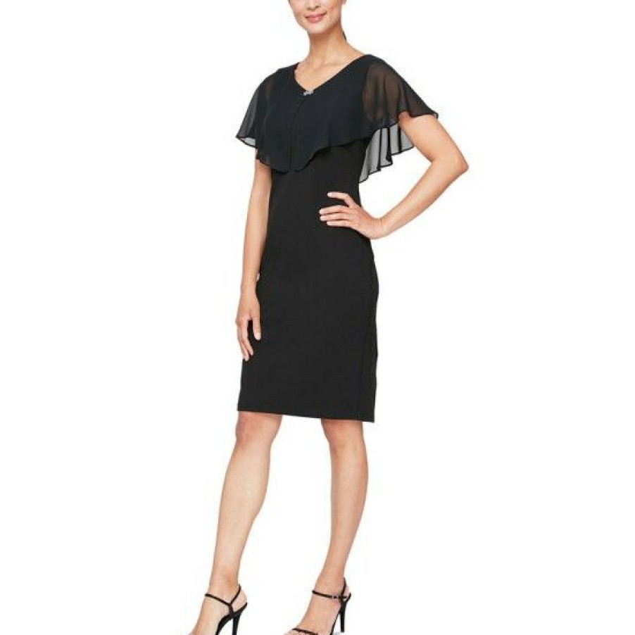 Women * | Flash Sale Sl Fashions Sheer-Overlay Sheath Dress