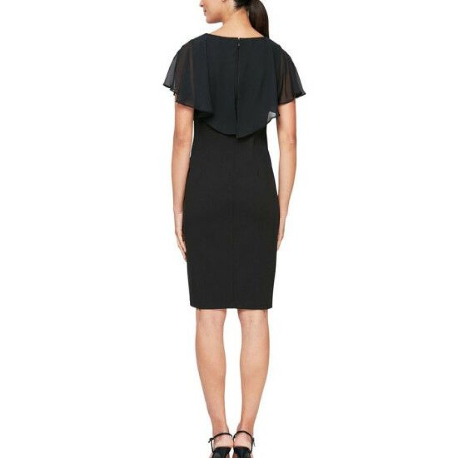 Women * | Flash Sale Sl Fashions Sheer-Overlay Sheath Dress