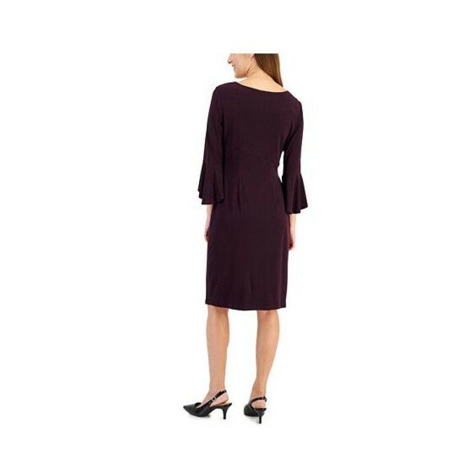 Women * | Brand New Connected Petite Side-Tab Sheath Dress Aubergine