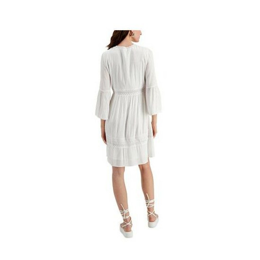 Women * | Best Reviews Of Inc International Concepts Women'S Crochet-Trim Dress, Created For Macy'S Bright White