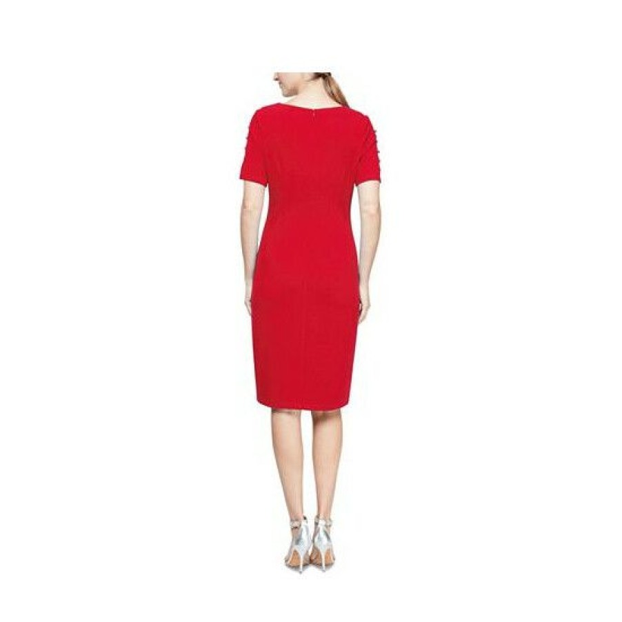 Women * | Hot Sale Sl Fashions Beaded-Sleeve Sheath Dress