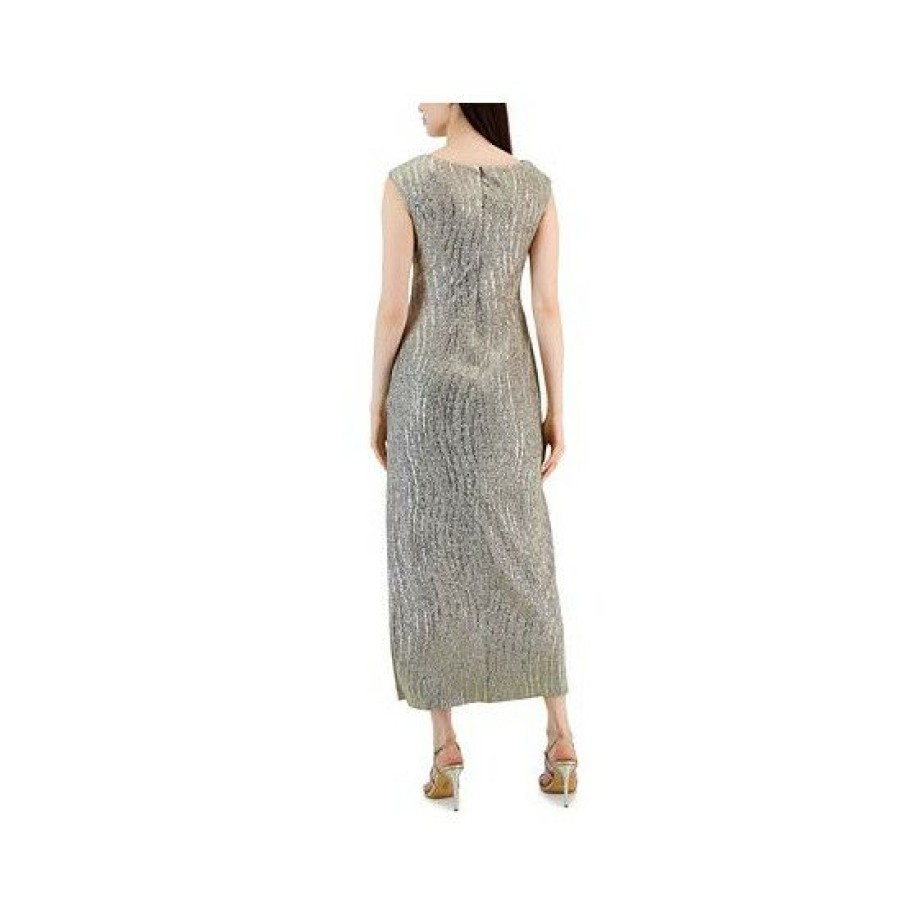 Women * | Budget Connected Petite Cowlneck Metallic Gown