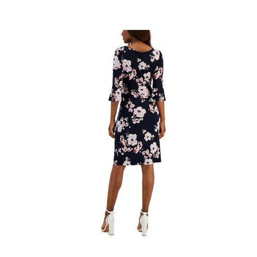 Women * | Promo Connected Women'S Floral-Print Flared-Sleeve Sheath Dress Pink