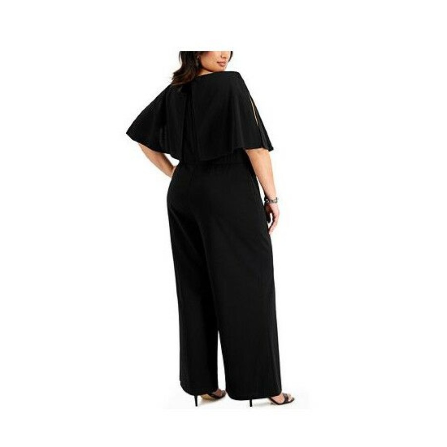 Women * | Hot Sale Connected Plus Size Popover Jumpsuit Black