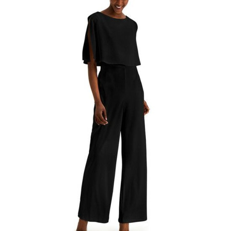 Women * | Coupon Connected Petite Popover Jumpsuit Black