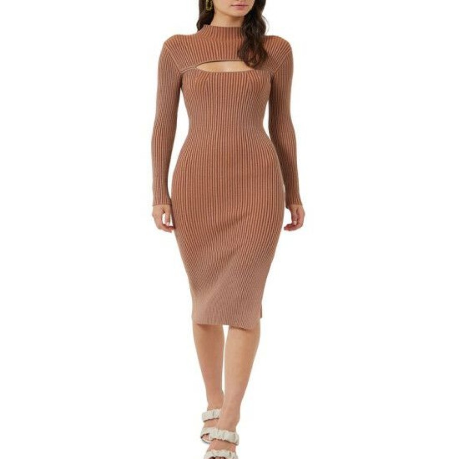 Women * | Promo French Connection Women'S Mathilda Rib-Knit Cutout Dress