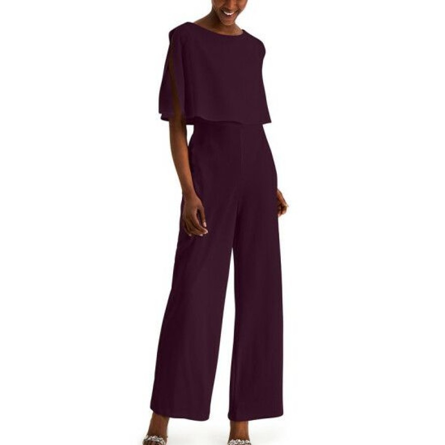 Women * | Top 10 Connected Petite Popover Jumpsuit Bordeux