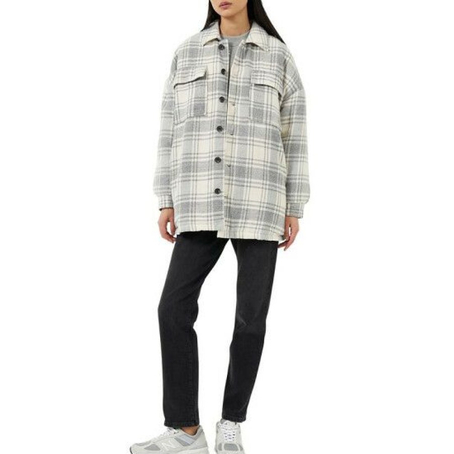 Women * | Deals French Connection Women'S Caty Checked Shirt Jacket Multi