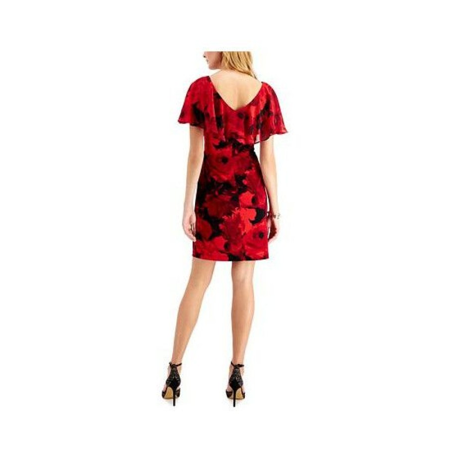 Women * | Brand New Connected Printed Popover Sheath Red