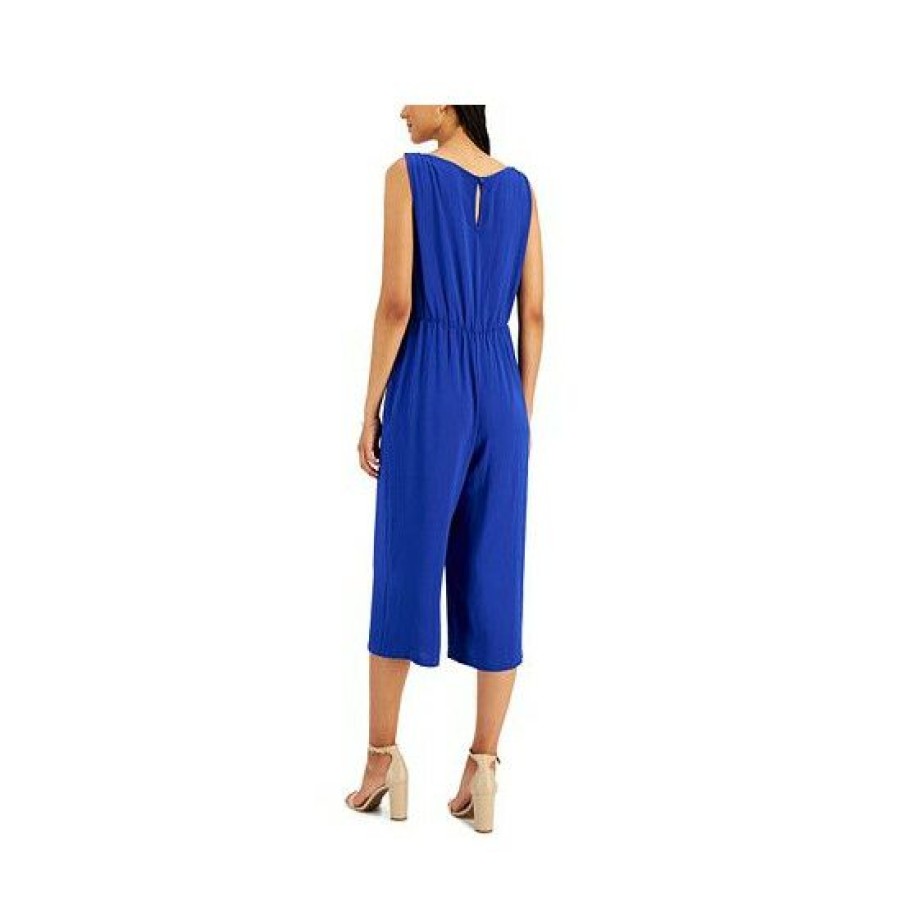 Women * | Cheapest Connected Woven Tie-Detail Jumpsuit Deep Cobalt