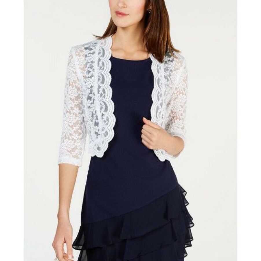 Women * | Best Deal Connected Scalloped Lace Shrug