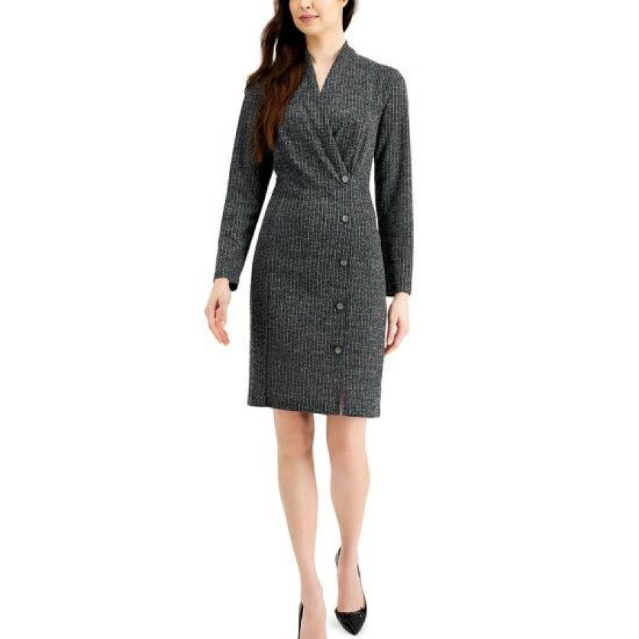 Women * | Wholesale Connected Button-Detail Sheath Dress Black