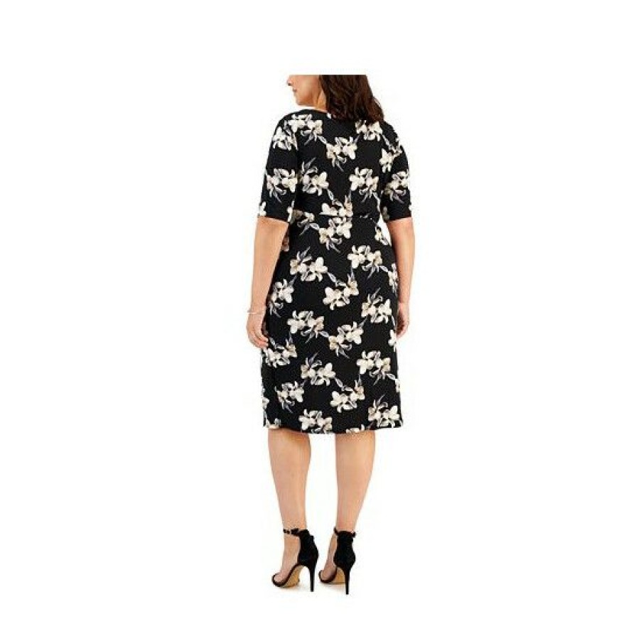 Women * | Best Sale Connected Plus Size Printed Side-Tab Sheath Dress Taupe