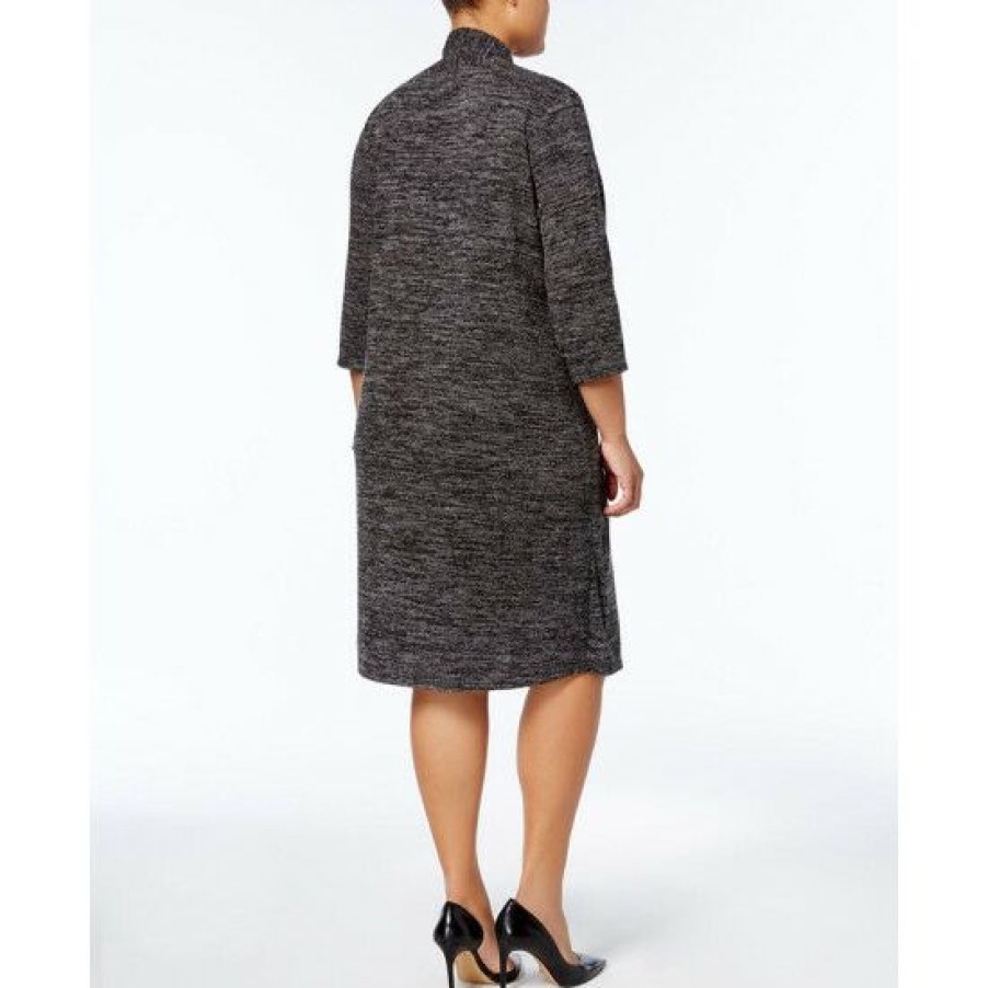 Women * | Best Reviews Of Connected Plus Size Layered-Look Dress Charcoal