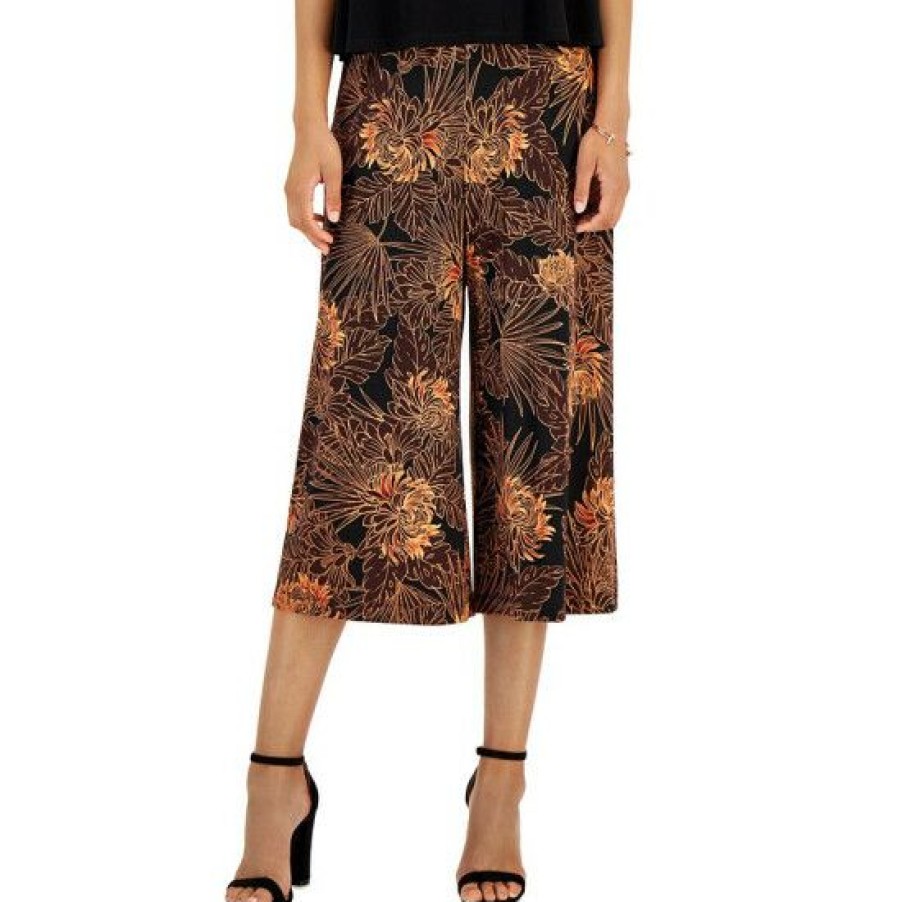 Women * | Coupon Connected Women'S Contrast Printed Cropped Jumpsuit Copper