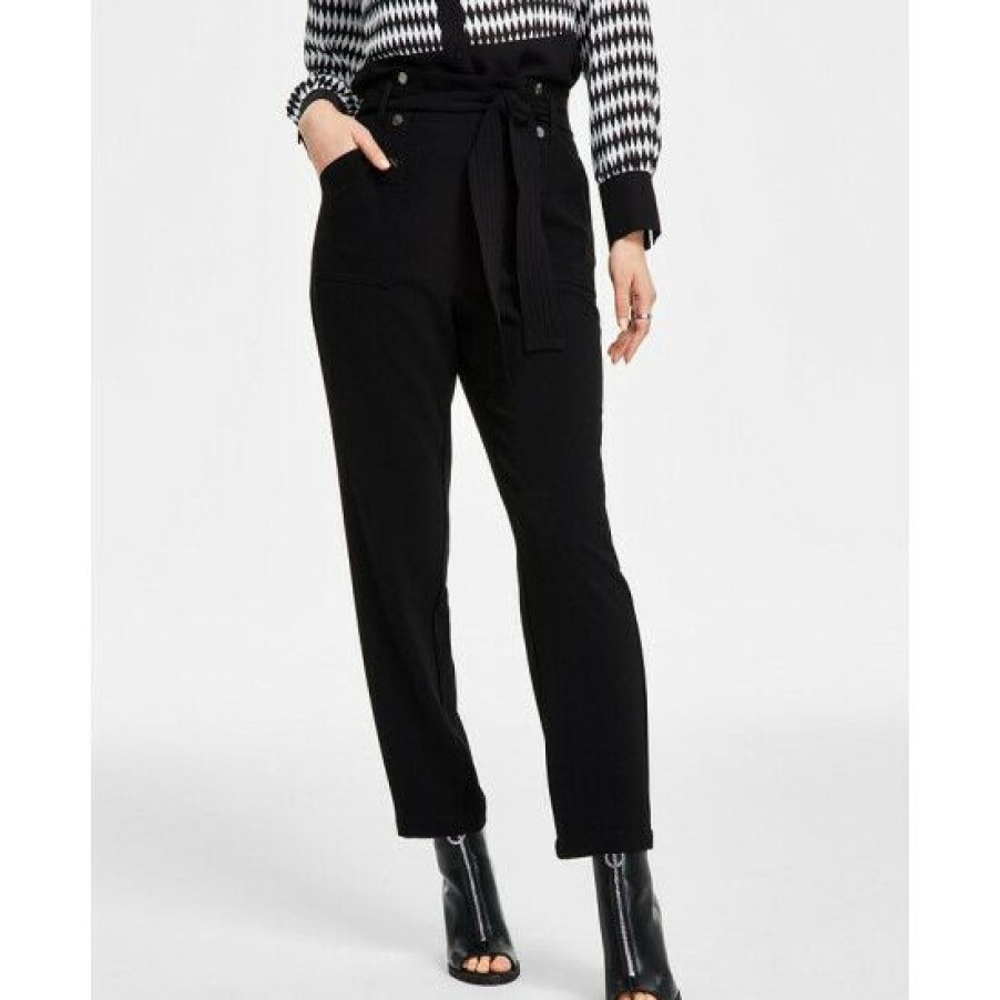 Women * | Best Pirce Bar Iii Women'S Textured Crepe Tie-Waist Pants, Created For Macy'S