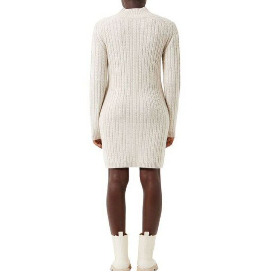 Women * | Best Deal French Connection Women'S Cable-Knit Long-Sleeve Dress Light Oatmeal Mel