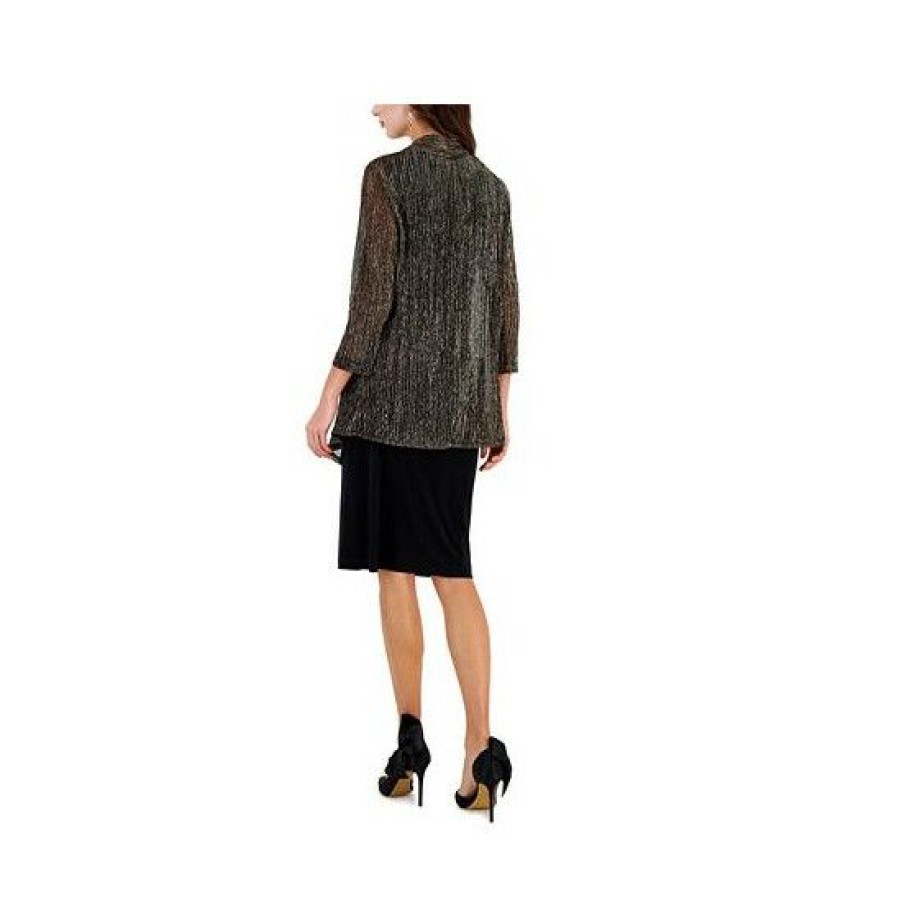 Women * | Budget Connected Women'S Jersey-Knit Dress & 3/4-Sleeve Jacket Gold