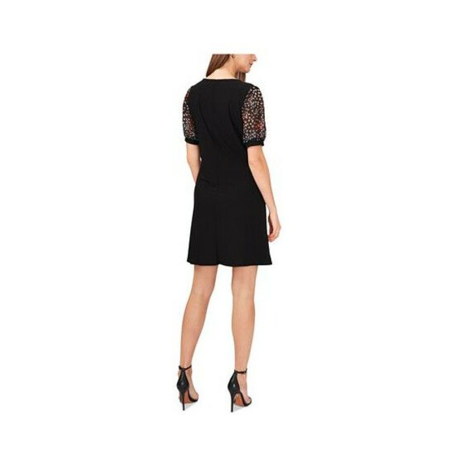 Women * | Hot Sale Cece Women'S Puff-Sleeve Jersey Dress Black Multi