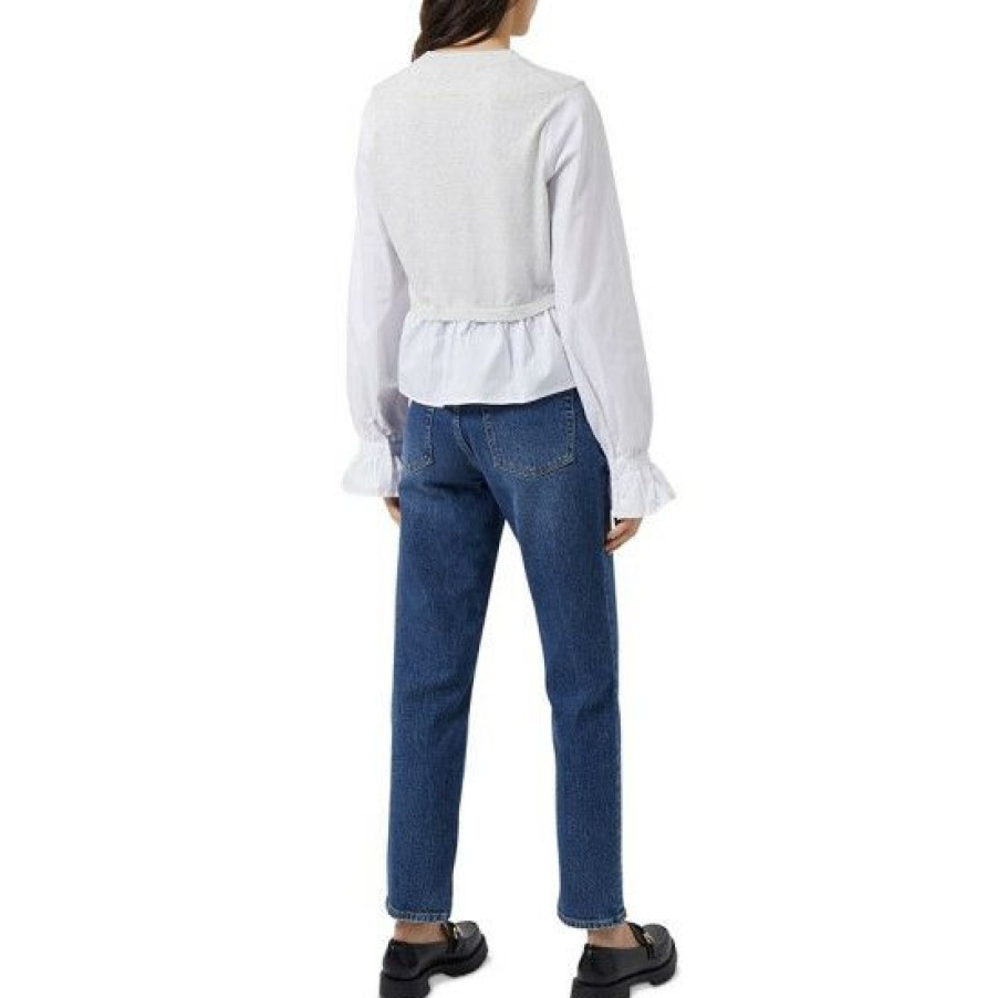 Women * | Wholesale French Connection Women'S Miranda Layered-Look Top Dove Gre Mel-Lin Whi